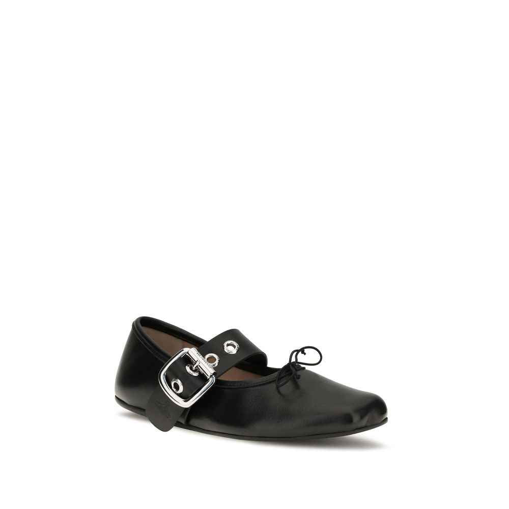 Vivienne Westwood Black Calf Leather Bos Taurus Ballet Flats