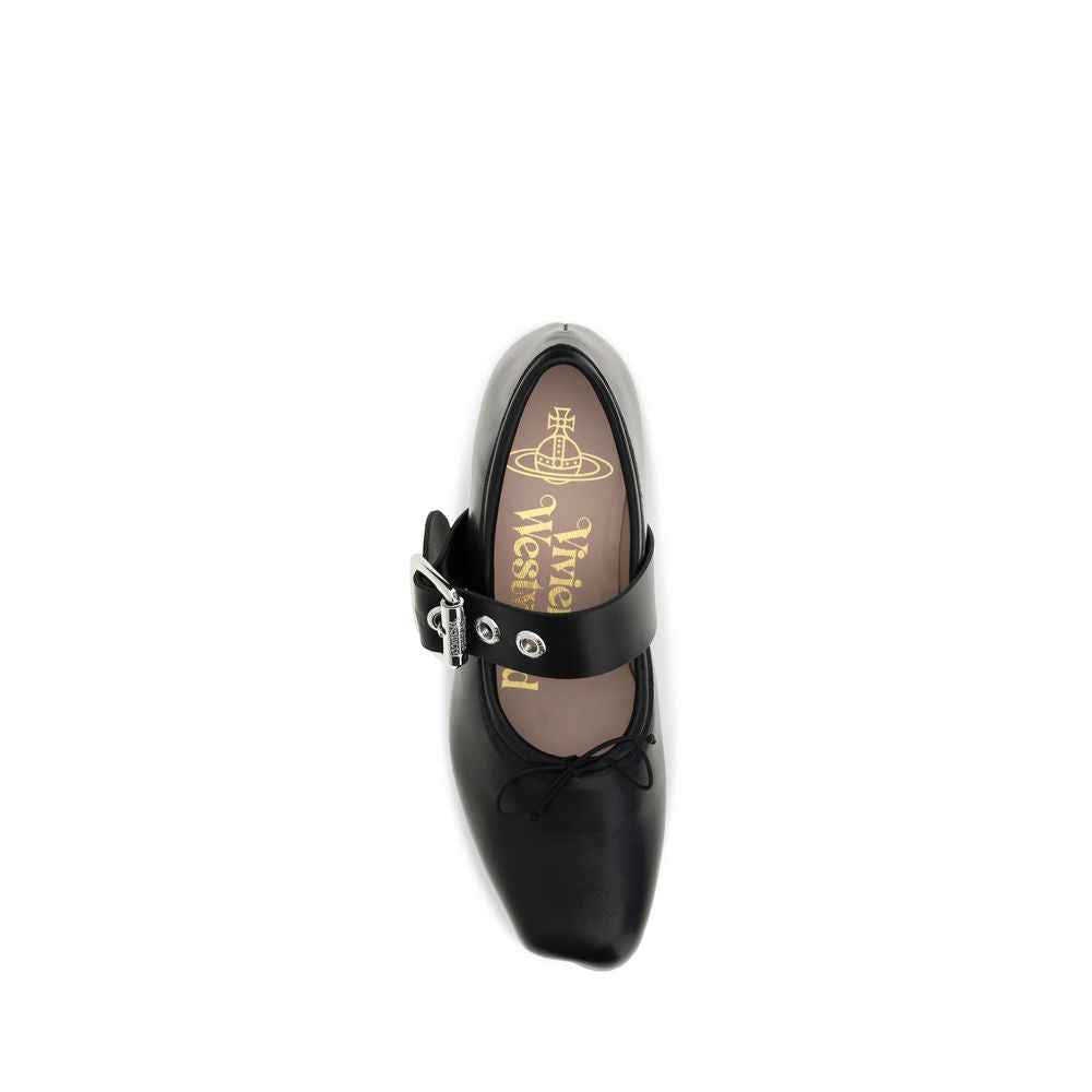 Vivienne Westwood Black Calf Leather Bos Taurus Ballet Flats