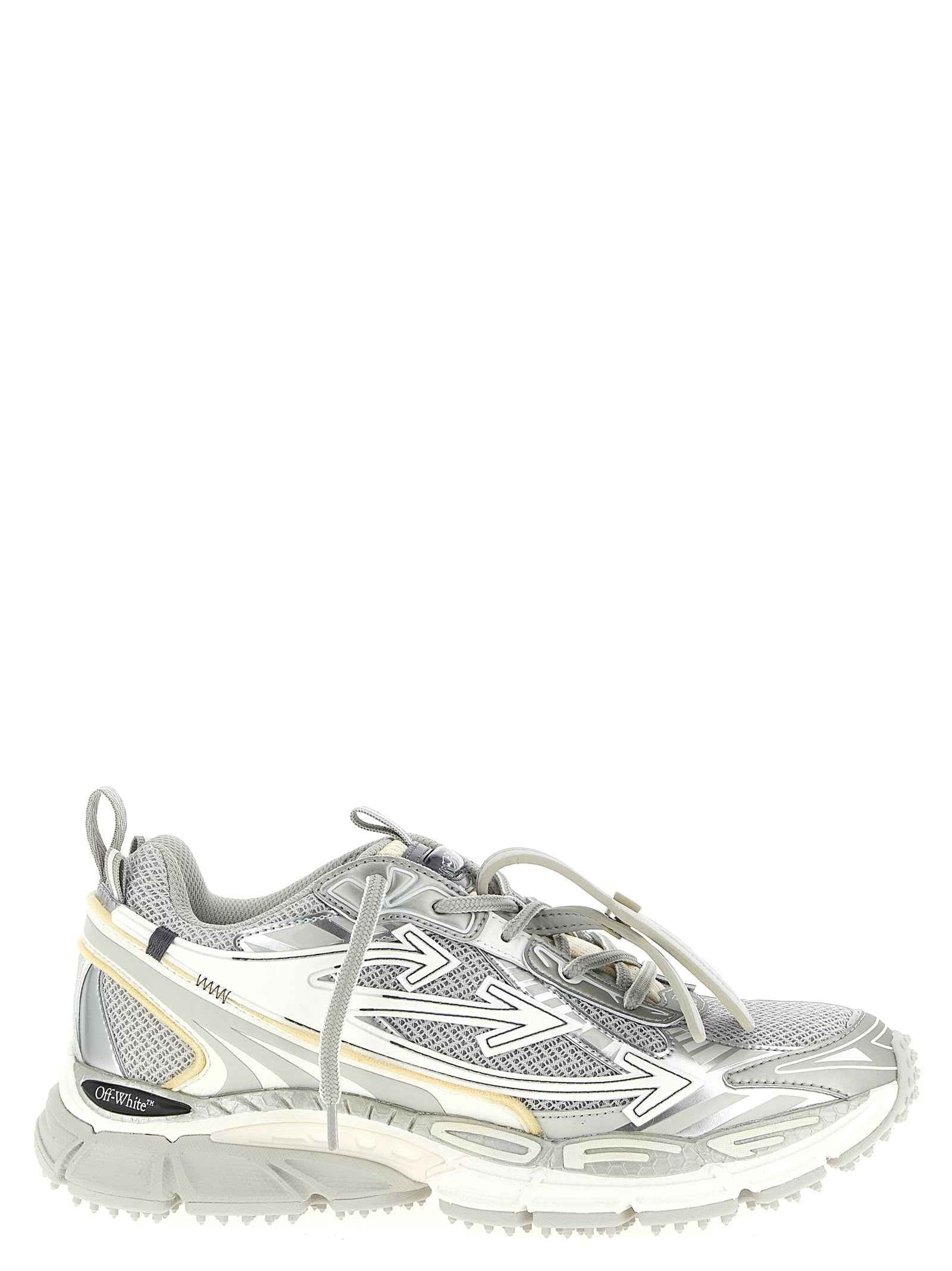 Off-White Silver Polyester Athletic Sneakers