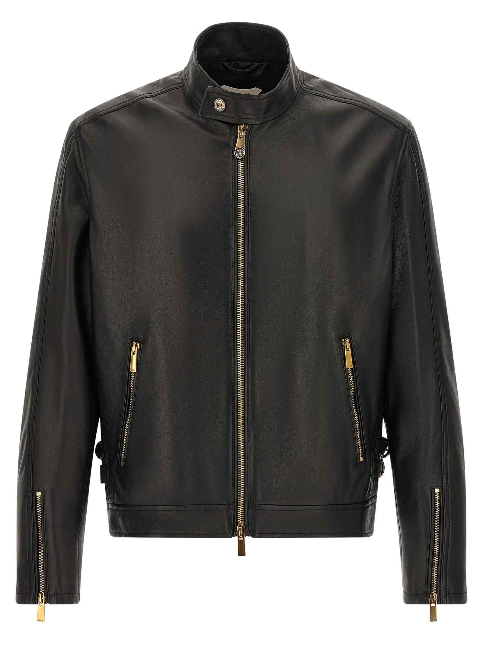 Versace Black Lamb Leather Leather Jacket