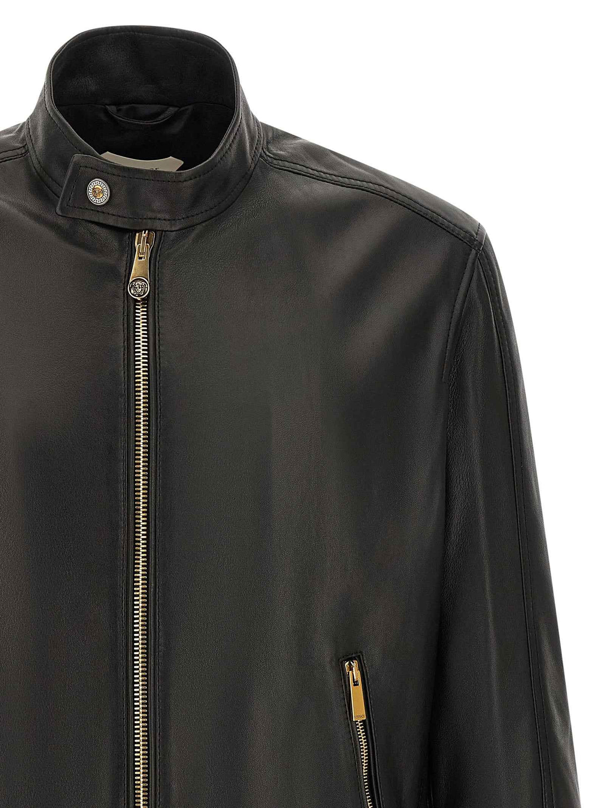 Versace Black Lamb Leather Leather Jacket