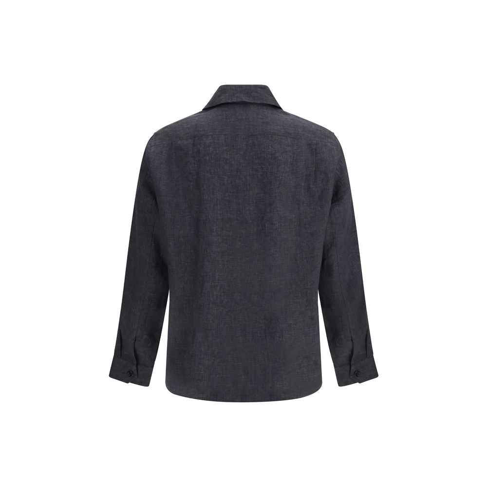 Brunello Cucinelli Gray Linen Dress Shirt