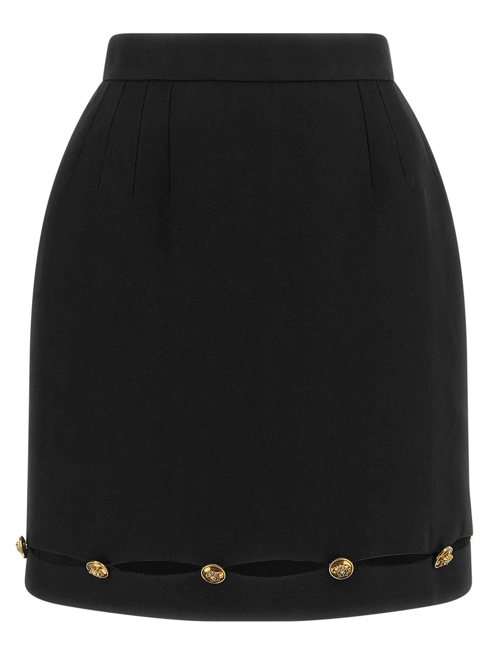 Versace Black Virgin Wool Long Skirt