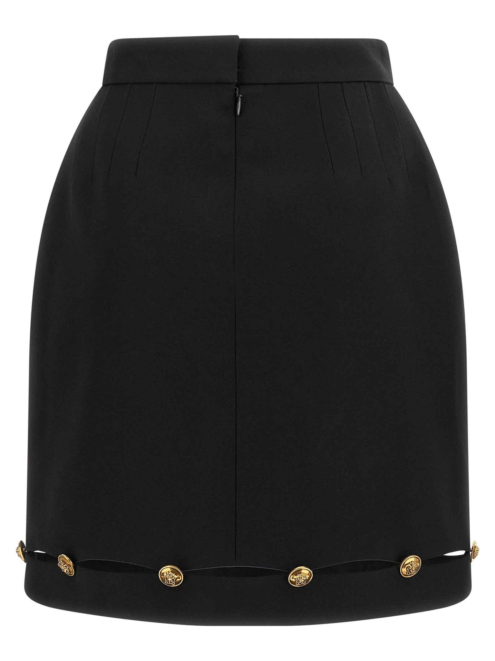 Versace Black Virgin Wool Long Skirt