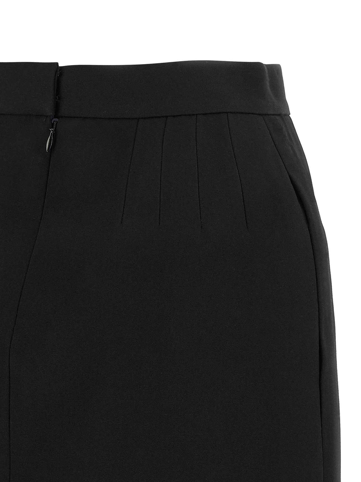 Versace Black Virgin Wool Long Skirt