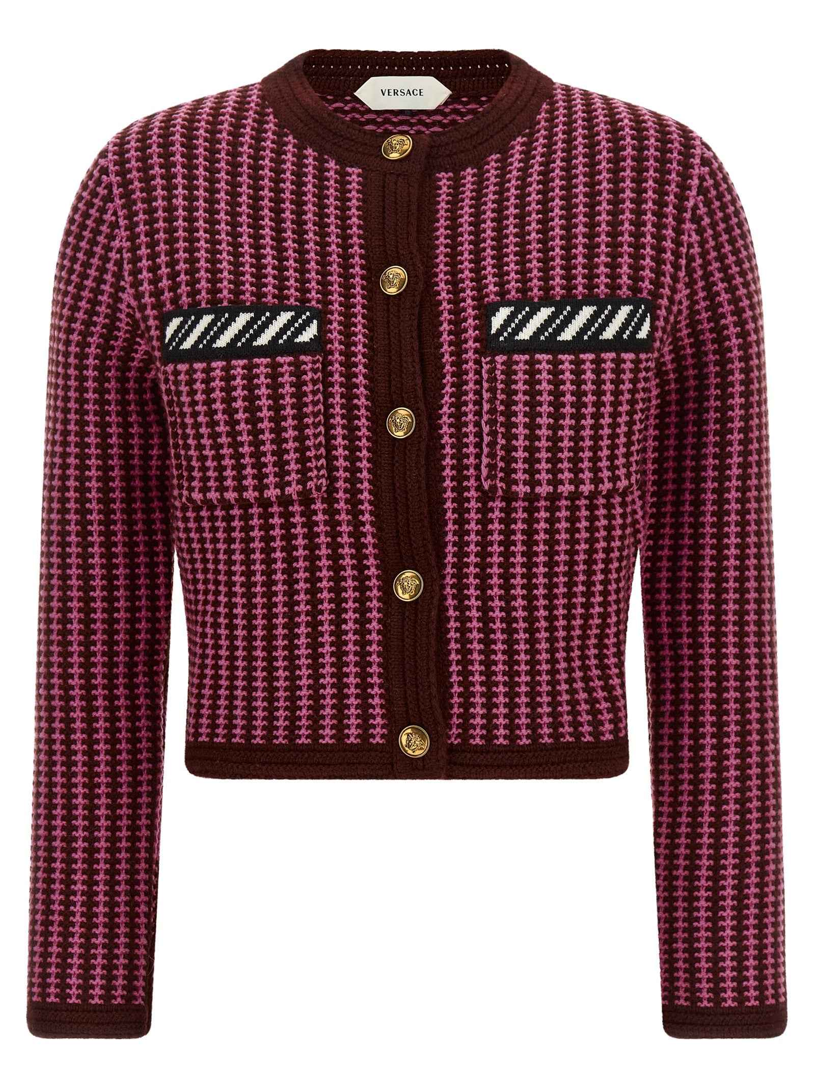 Versace Multicolor Virgin Wool Cardigan