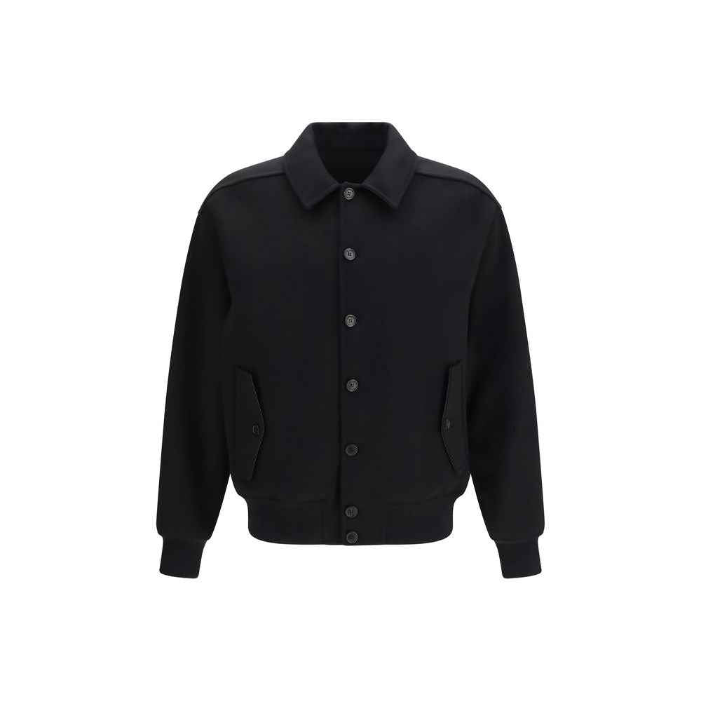 Ferragamo Black Wool Oves Aries Biker Jacket