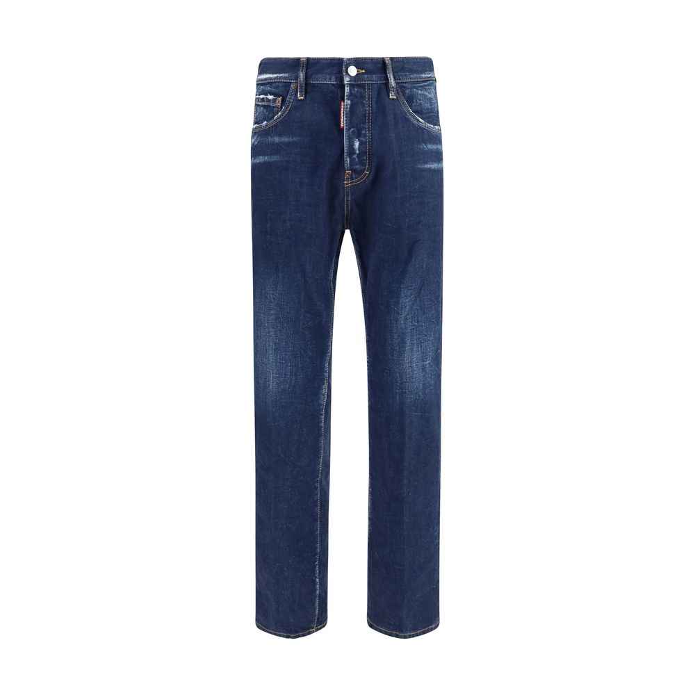 Dsquared² Blue Cotton Straight-Leg Jeans
