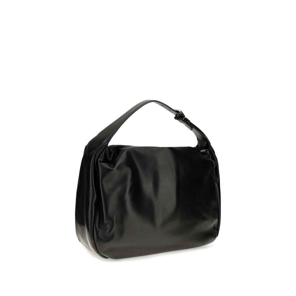 Brunello Cucinelli Black Calf Leather Bos Taurus Shoulder Bag