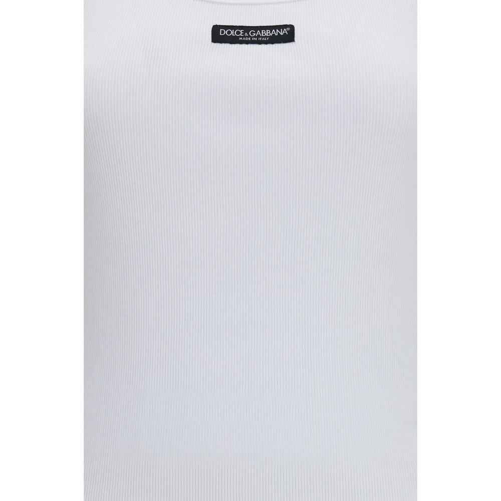Dolce & Gabbana White Cotton Tank Tops
