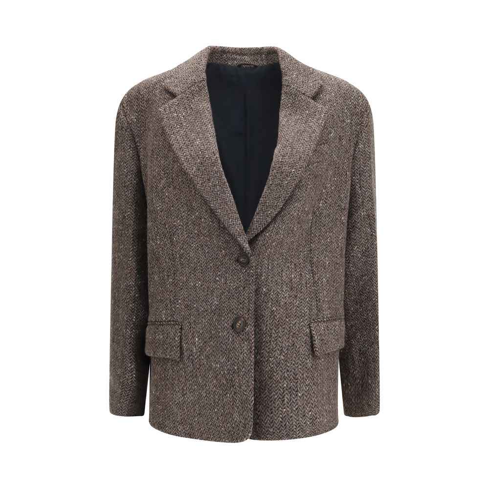 Brunello Cucinelli Brown Wool Oves Aries Biker Jacket