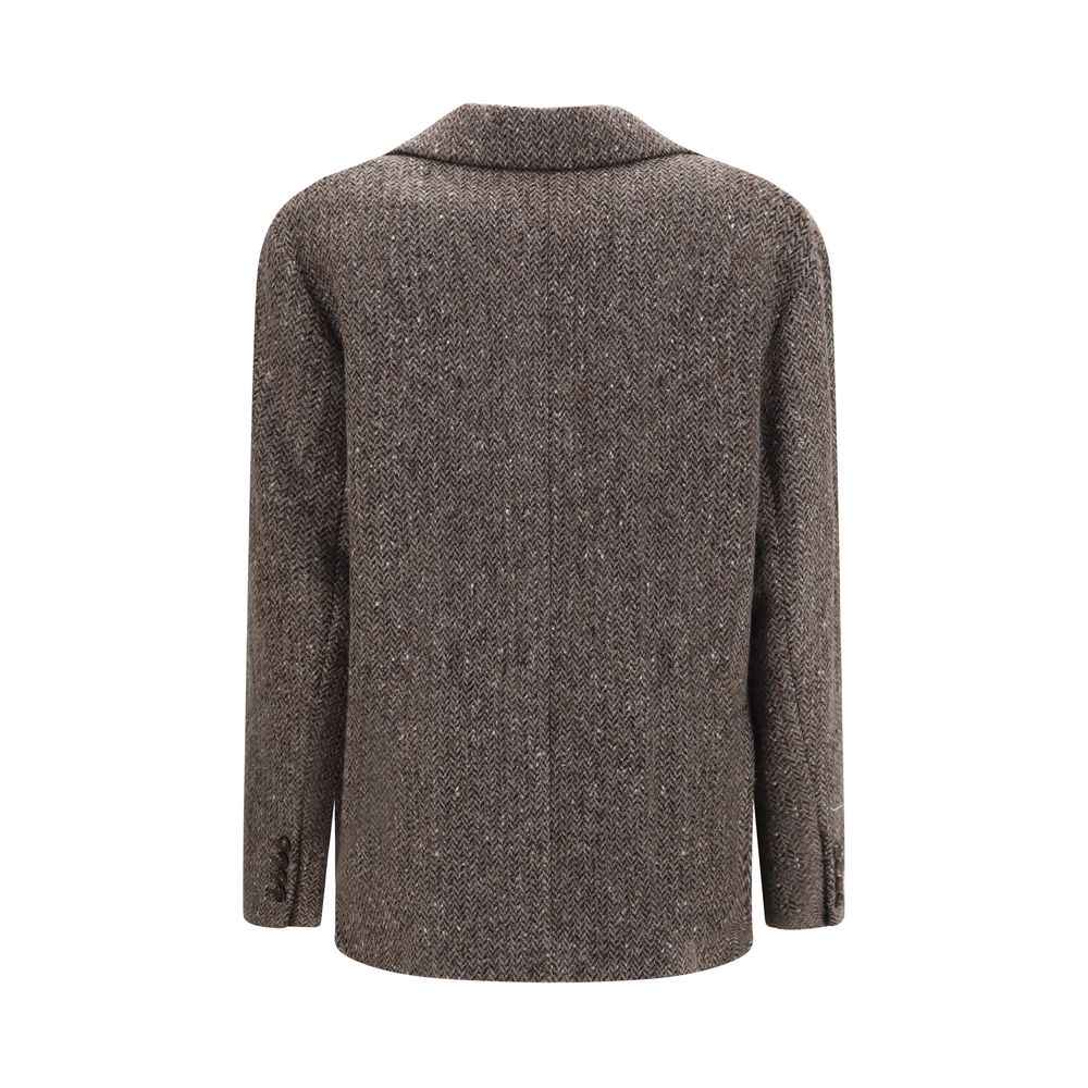 Brunello Cucinelli Brown Wool Oves Aries Biker Jacket