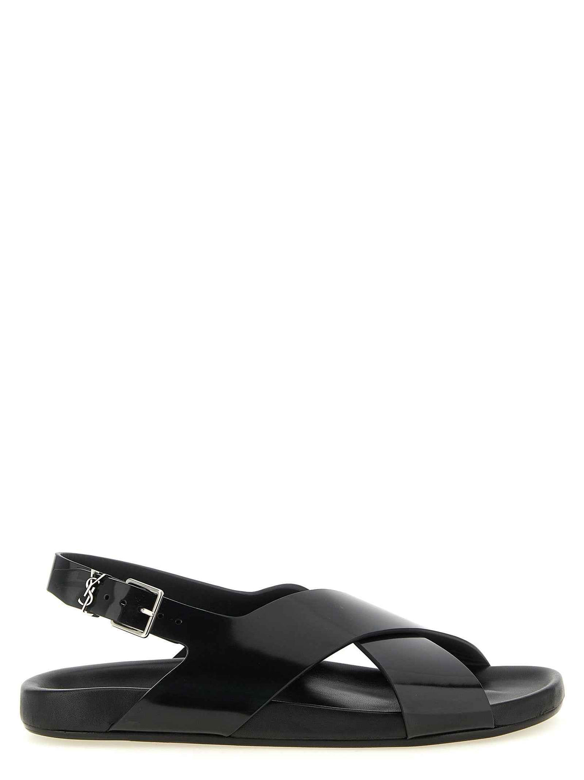 Saint Laurent Black Calfskin Flat Sandals