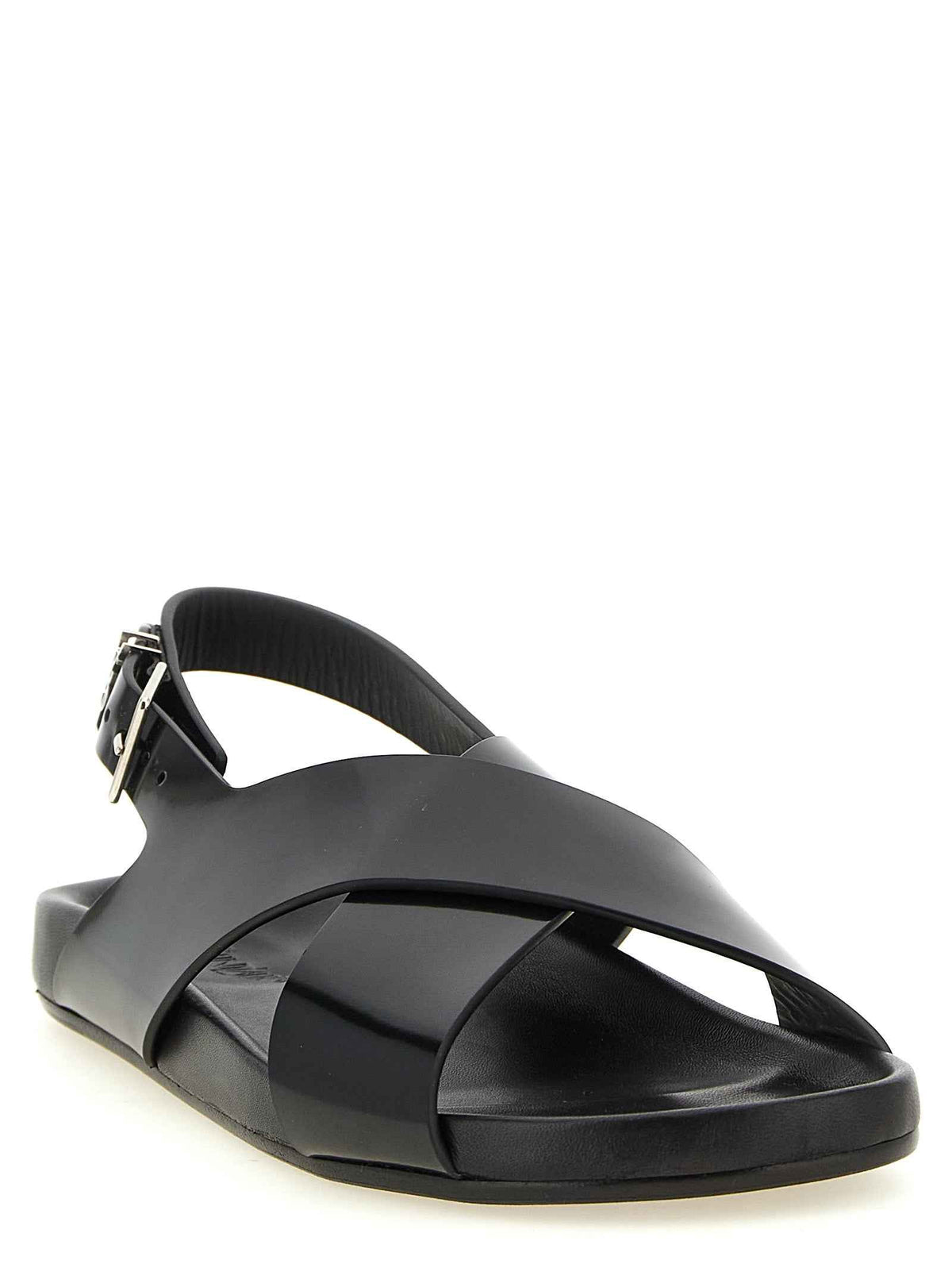 Saint Laurent Black Calfskin Flat Sandals