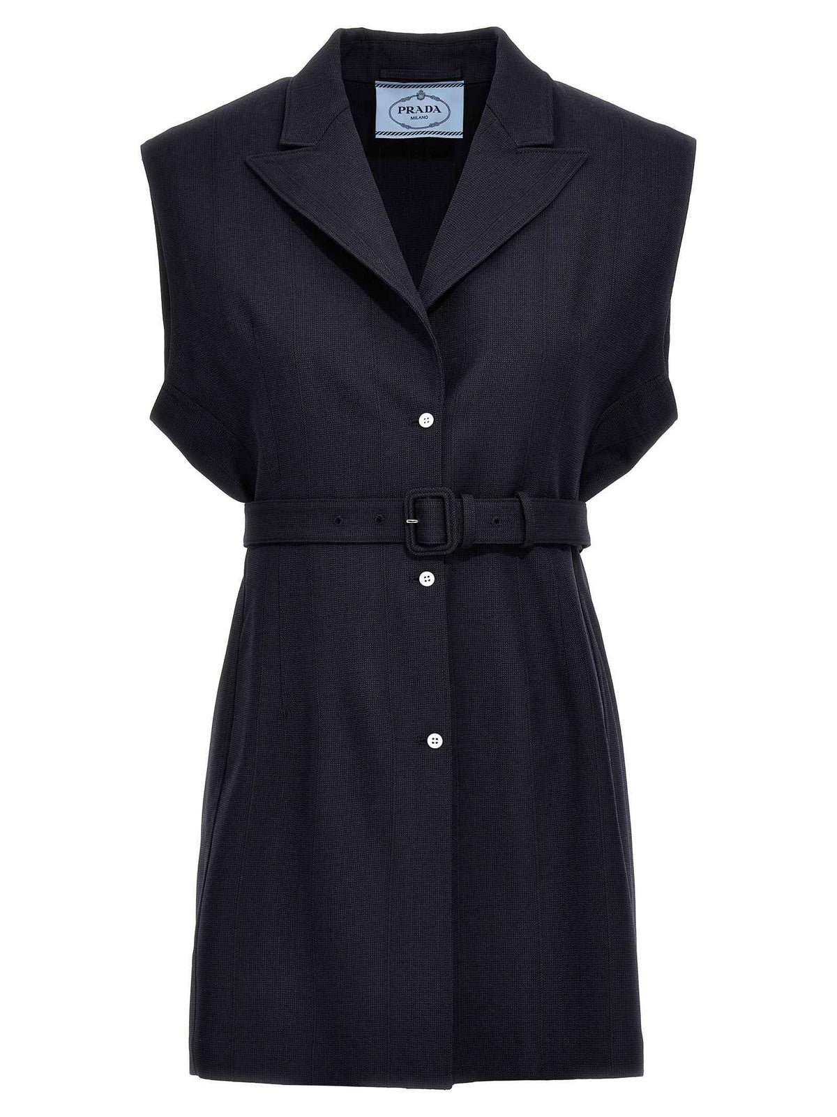 Prada Blue Virgin Wool Sleeveless Jacket