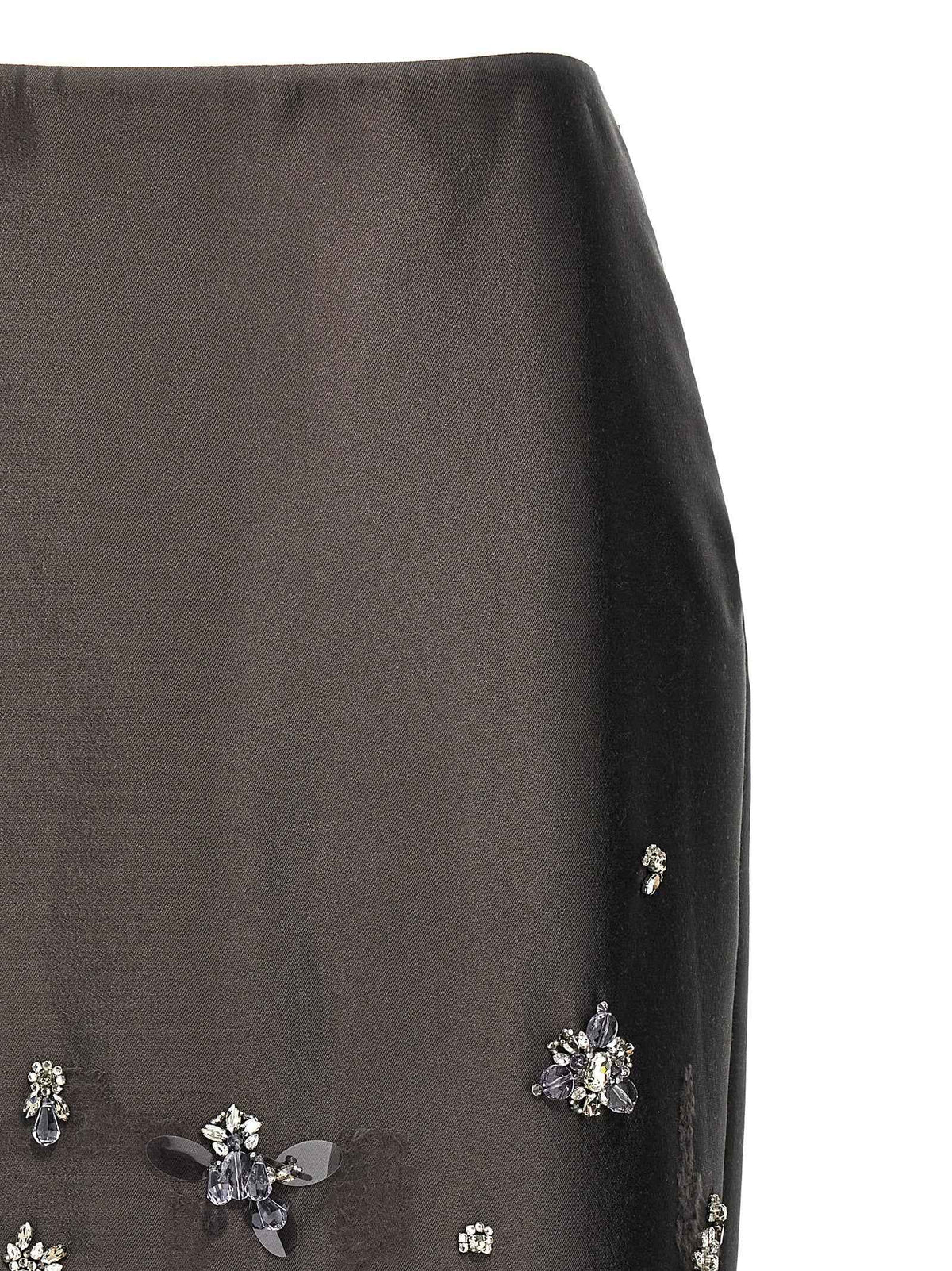 Prada Gray Silk Midi Skirt