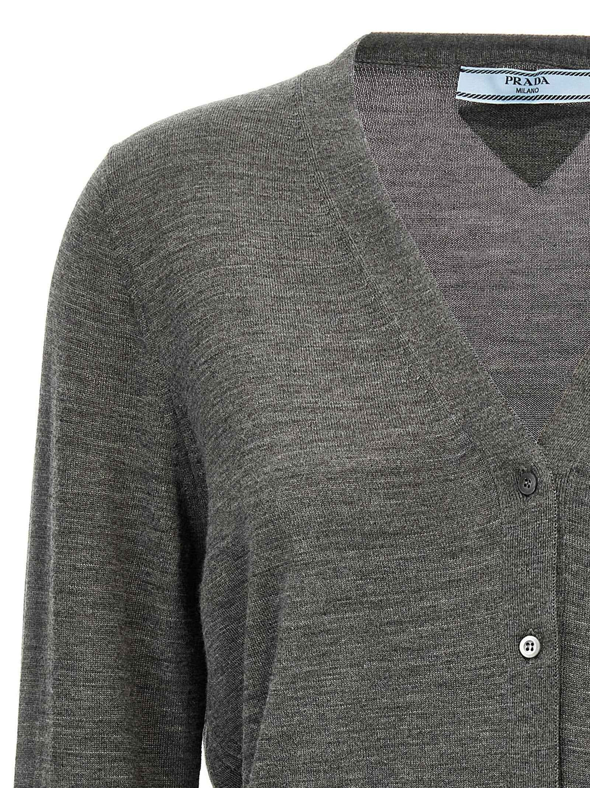 Prada Gray Virgin Wool Cardigan