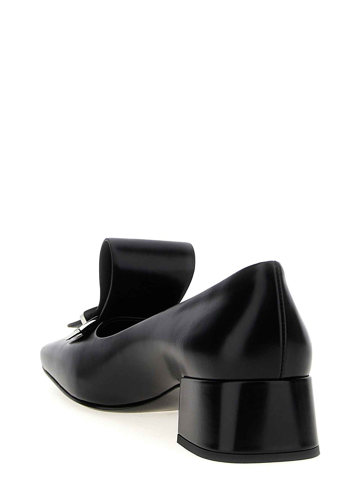 Prada Black Calfskin Mid Heel Pumps