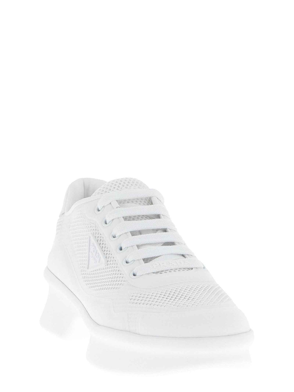 Prada White Polyester Athletic Sneakers