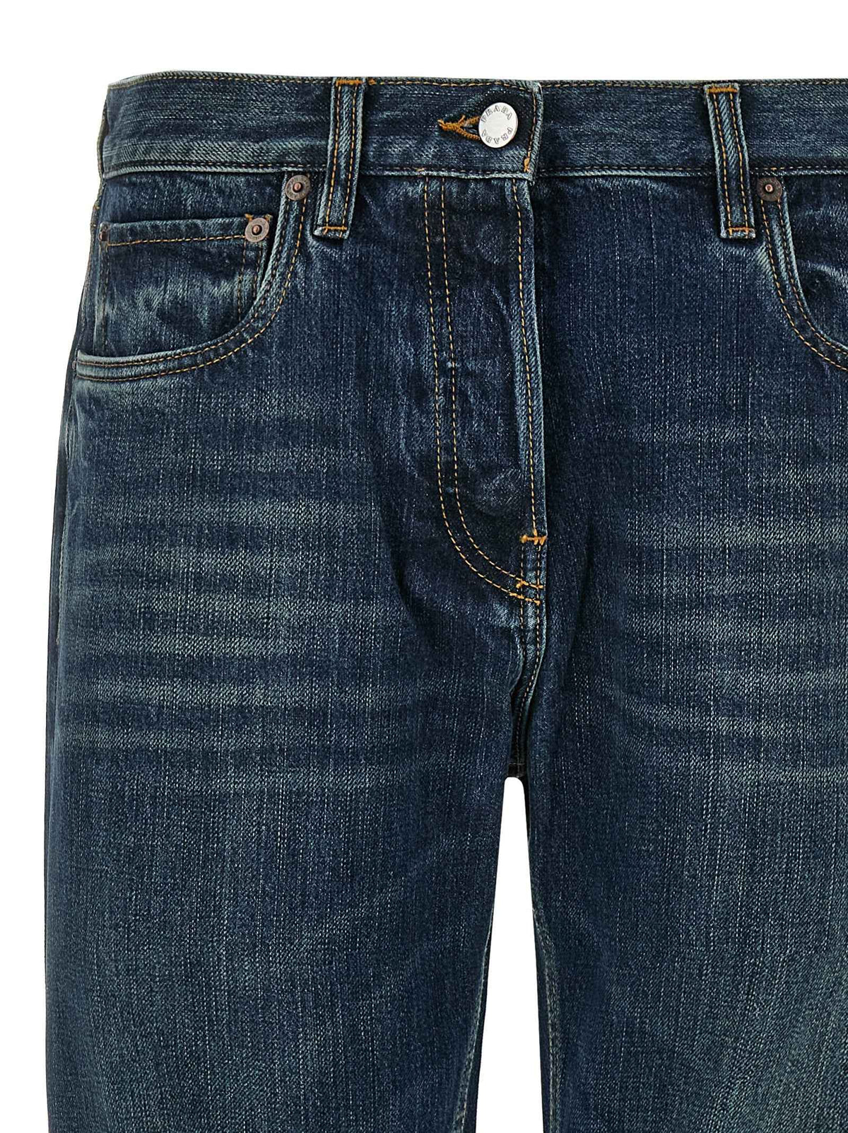 Prada Blue Cotton Straight-Leg Jeans