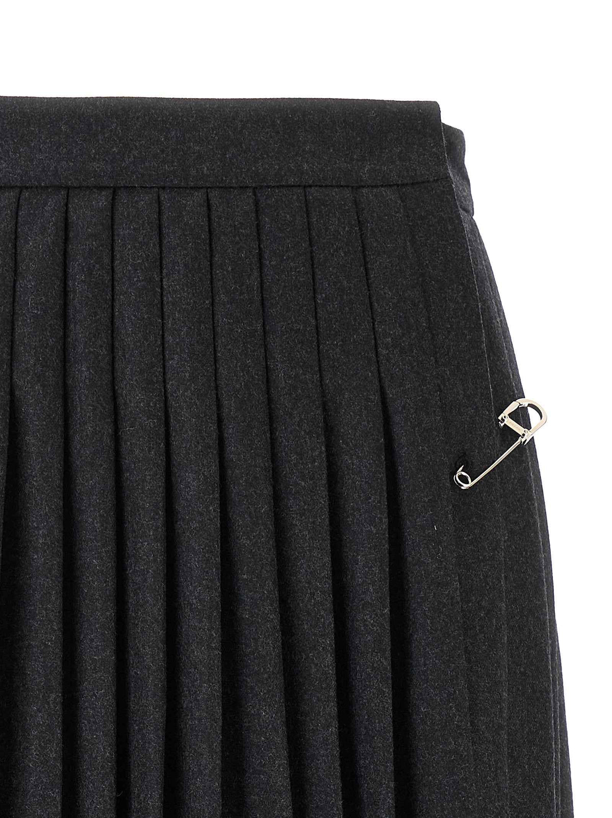 Prada Gray Virgin Wool Midi Skirt