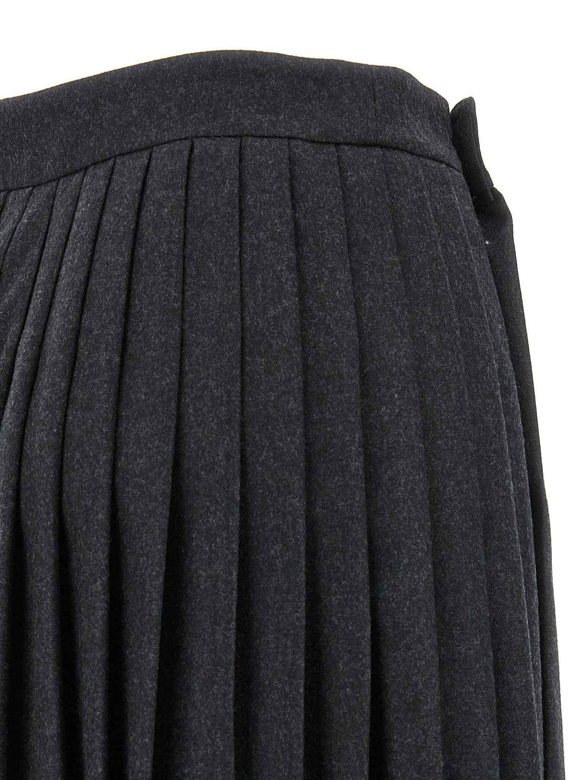 Prada Gray Virgin Wool Midi Skirt
