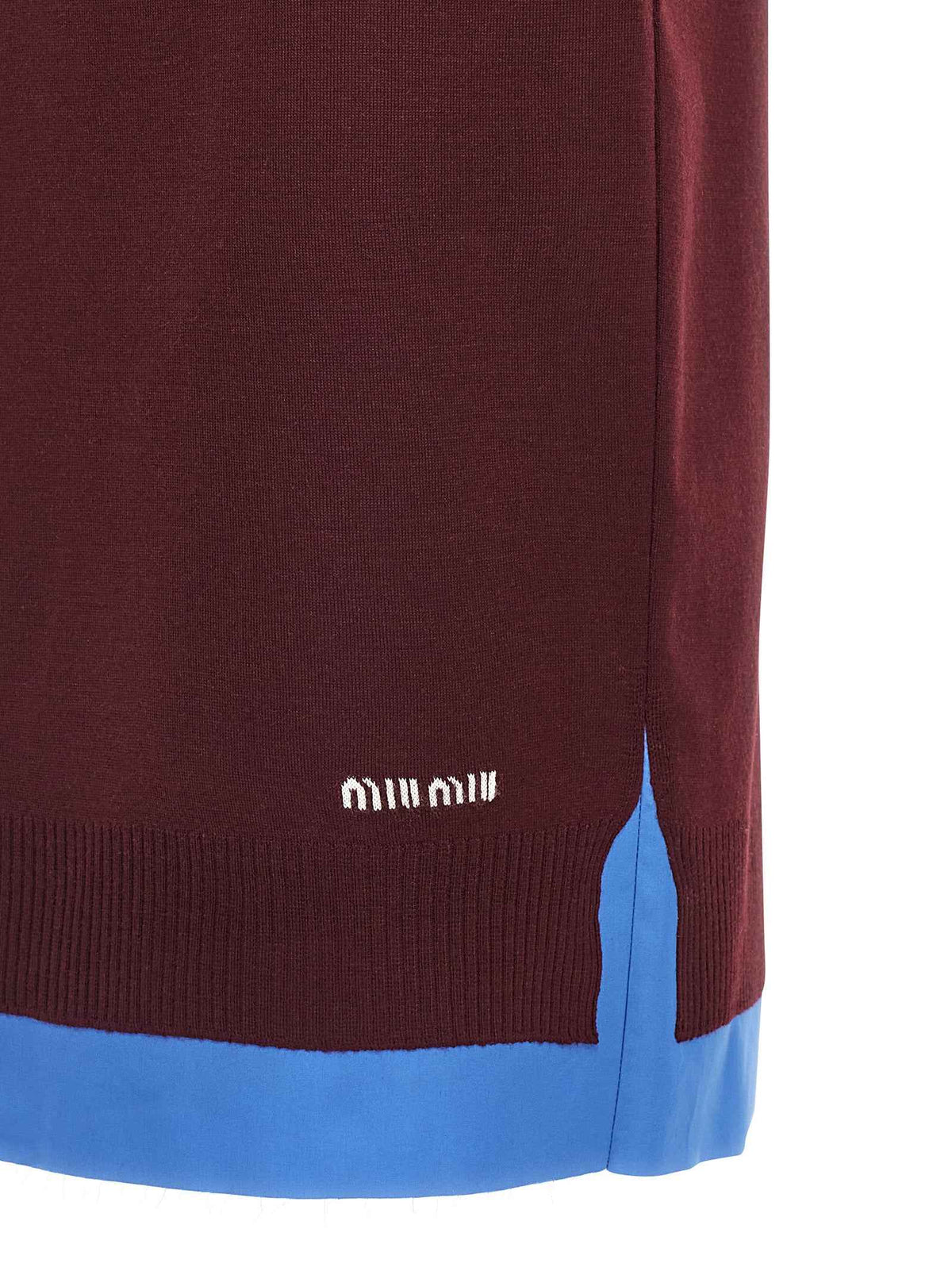 Miu Miu Bordeaux Virgin Wool Midi Skirt
