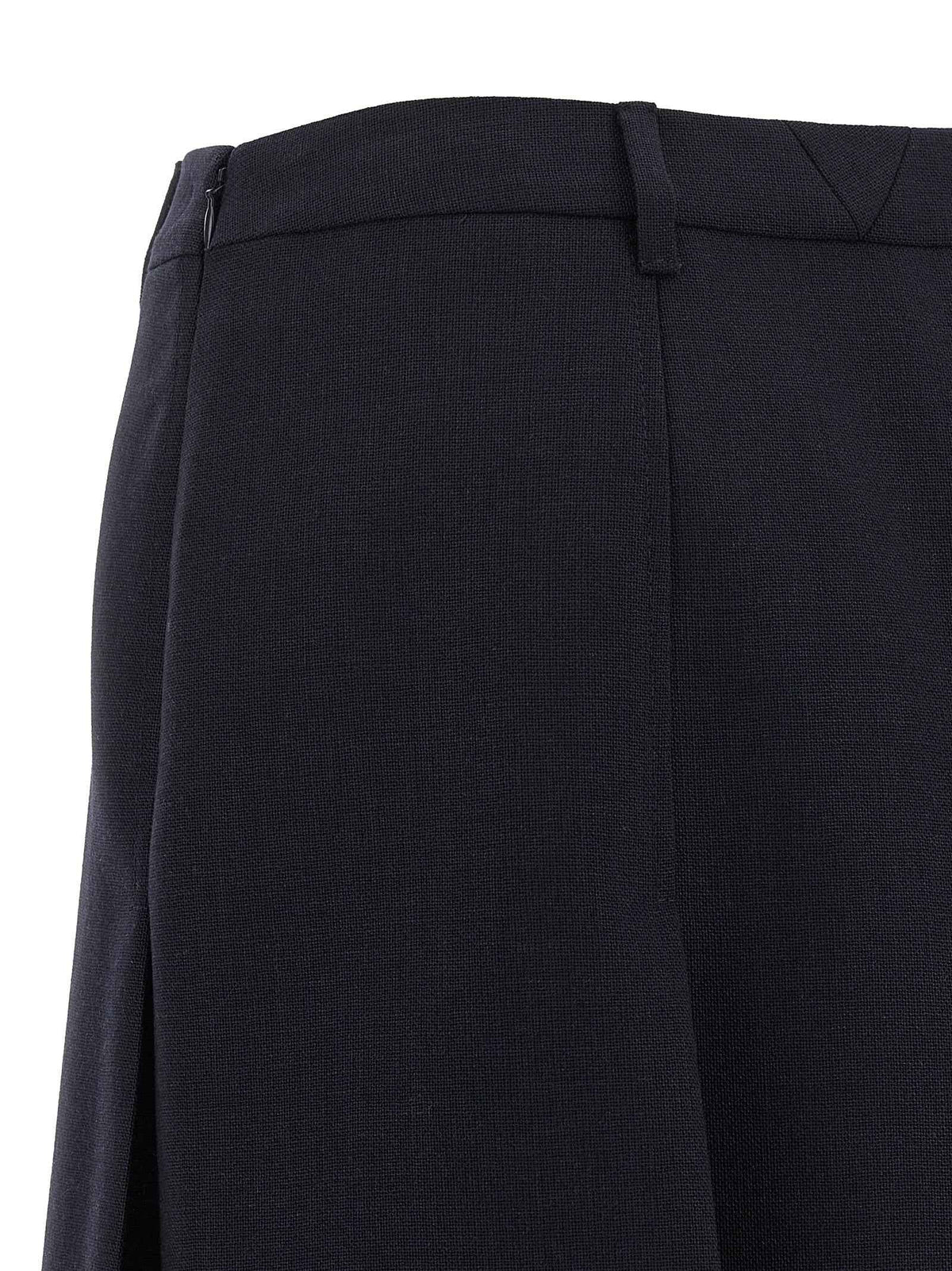 Prada Blue Virgin Wool Midi Skirt