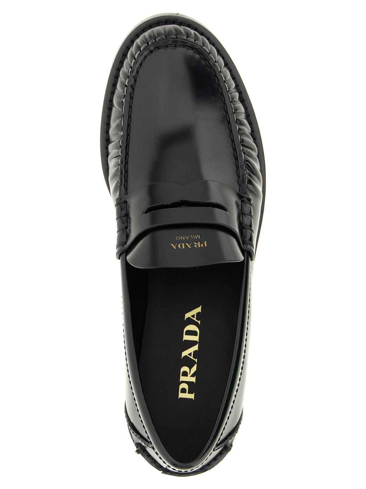 Prada Black Calfskin Slip-On Loafers