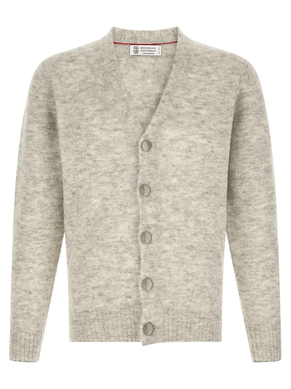 Brunello Cucinelli Gray Alpaca Leather Cardigan