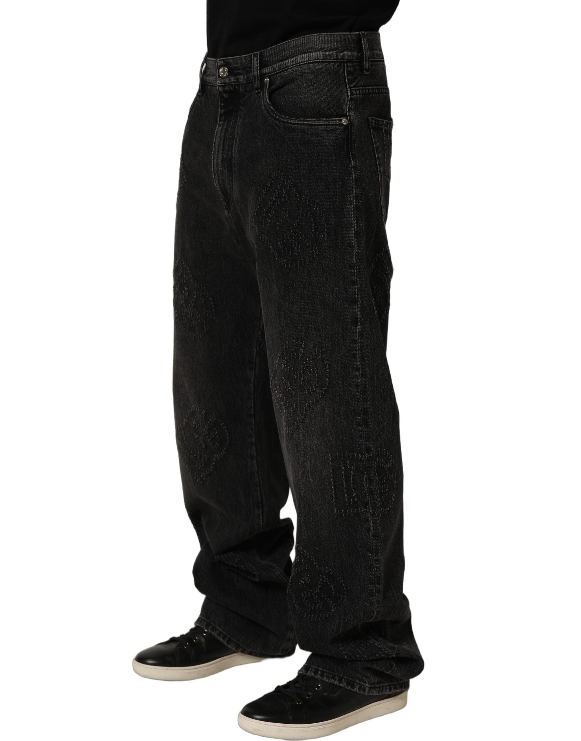 Dolce & Gabbana Dark Gray Cotton WideLeg Oversize Denim Jeans