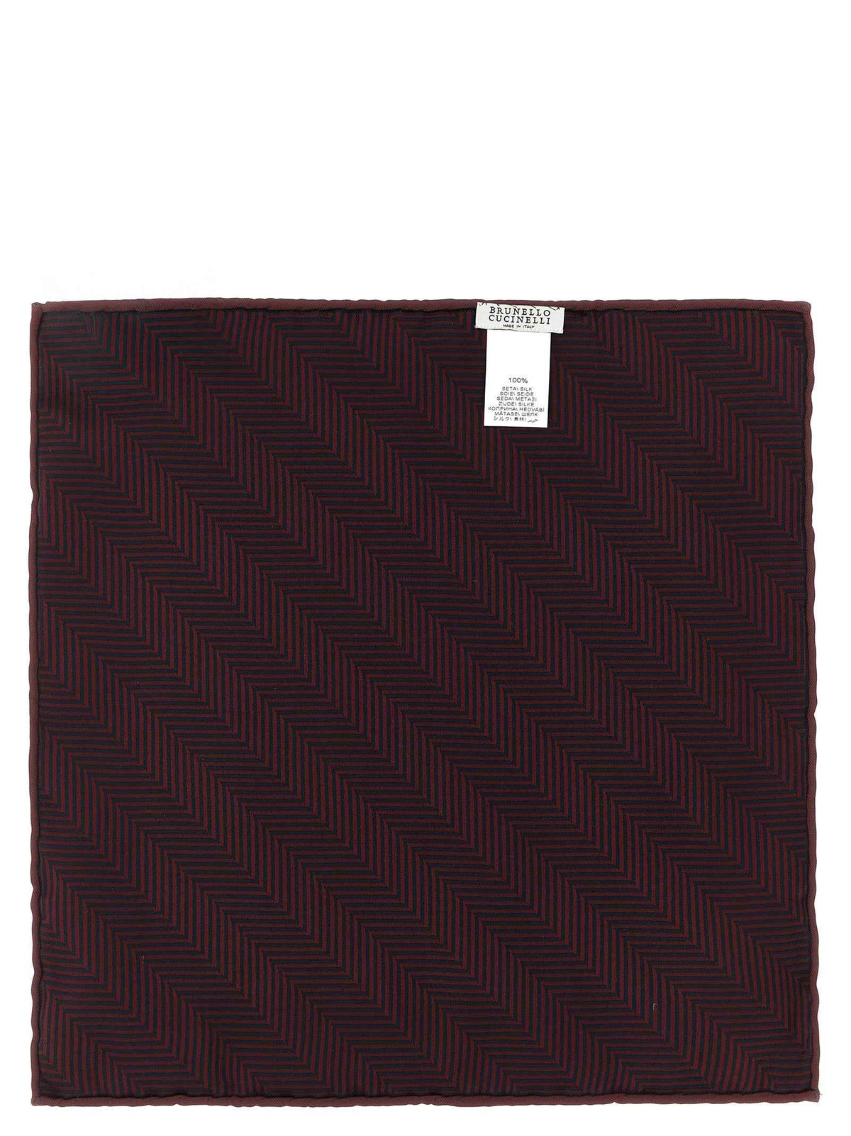 Brunello Cucinelli Bordeaux Silk Pocket Square