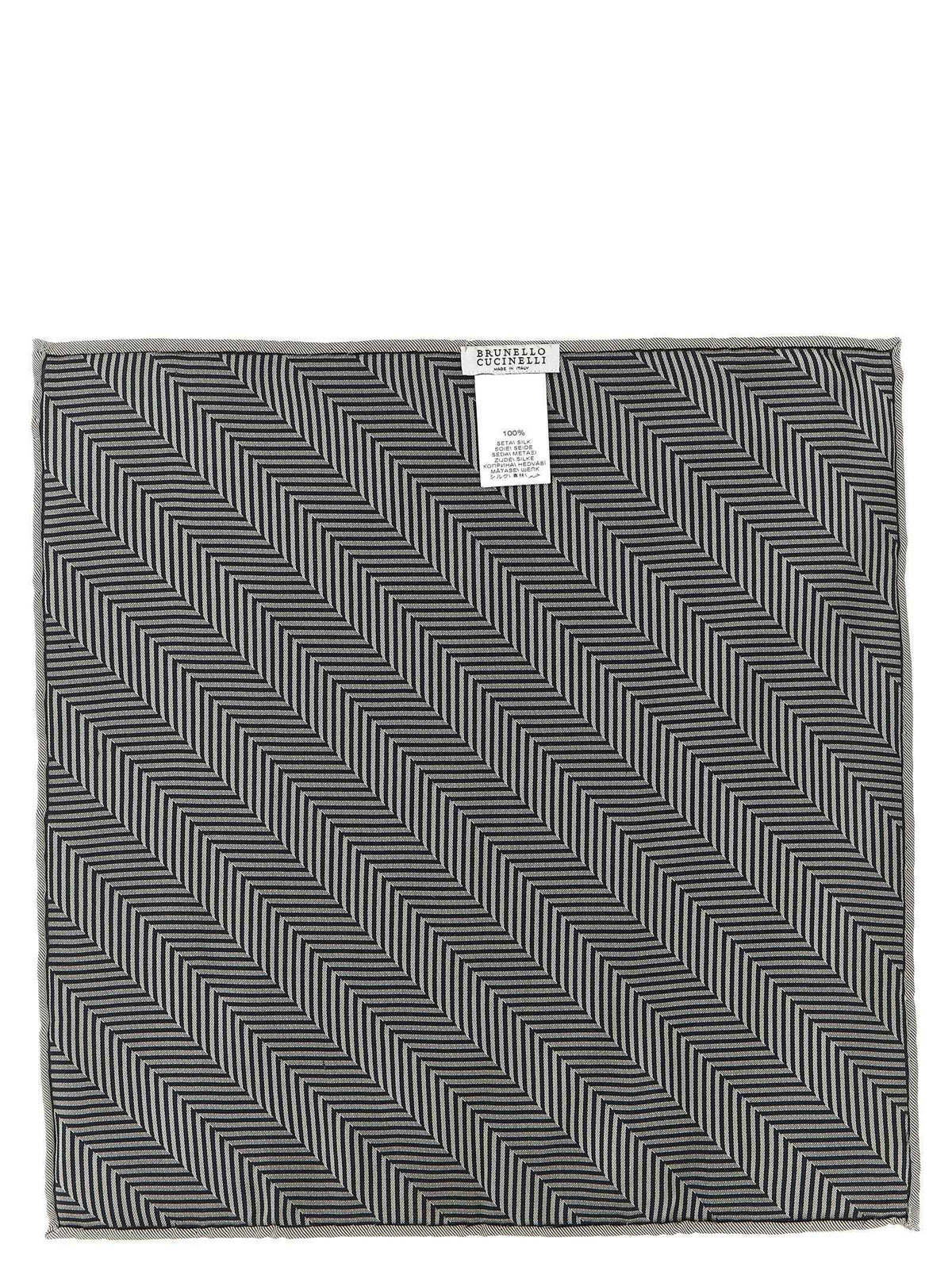 Brunello Cucinelli Gray Silk Pocket Square