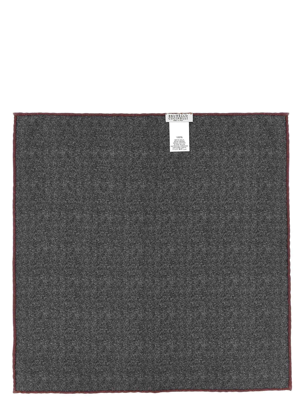 Brunello Cucinelli Gray Silk Pocket Square