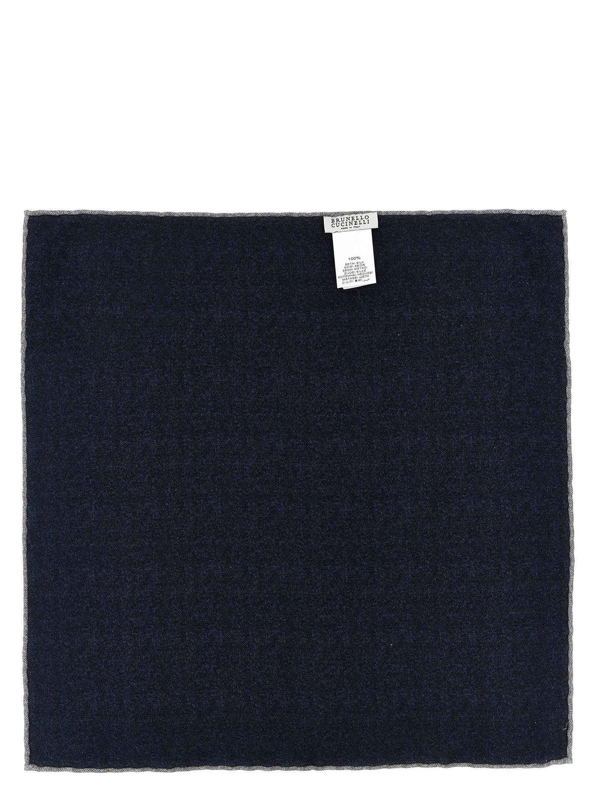 Brunello Cucinelli Blue Silk Pocket Square