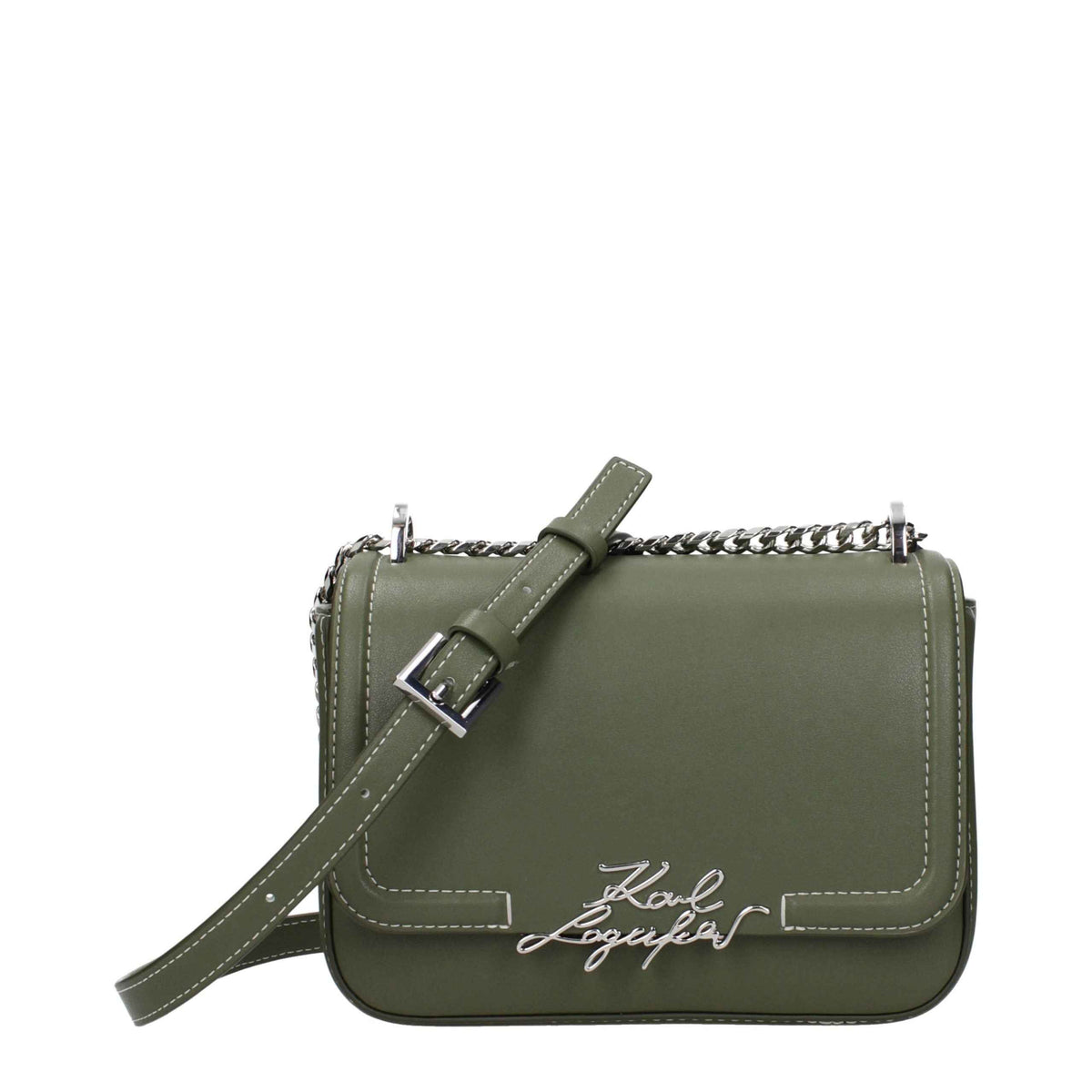 Karl Lagerfeld Green Leather Crossbody Bag