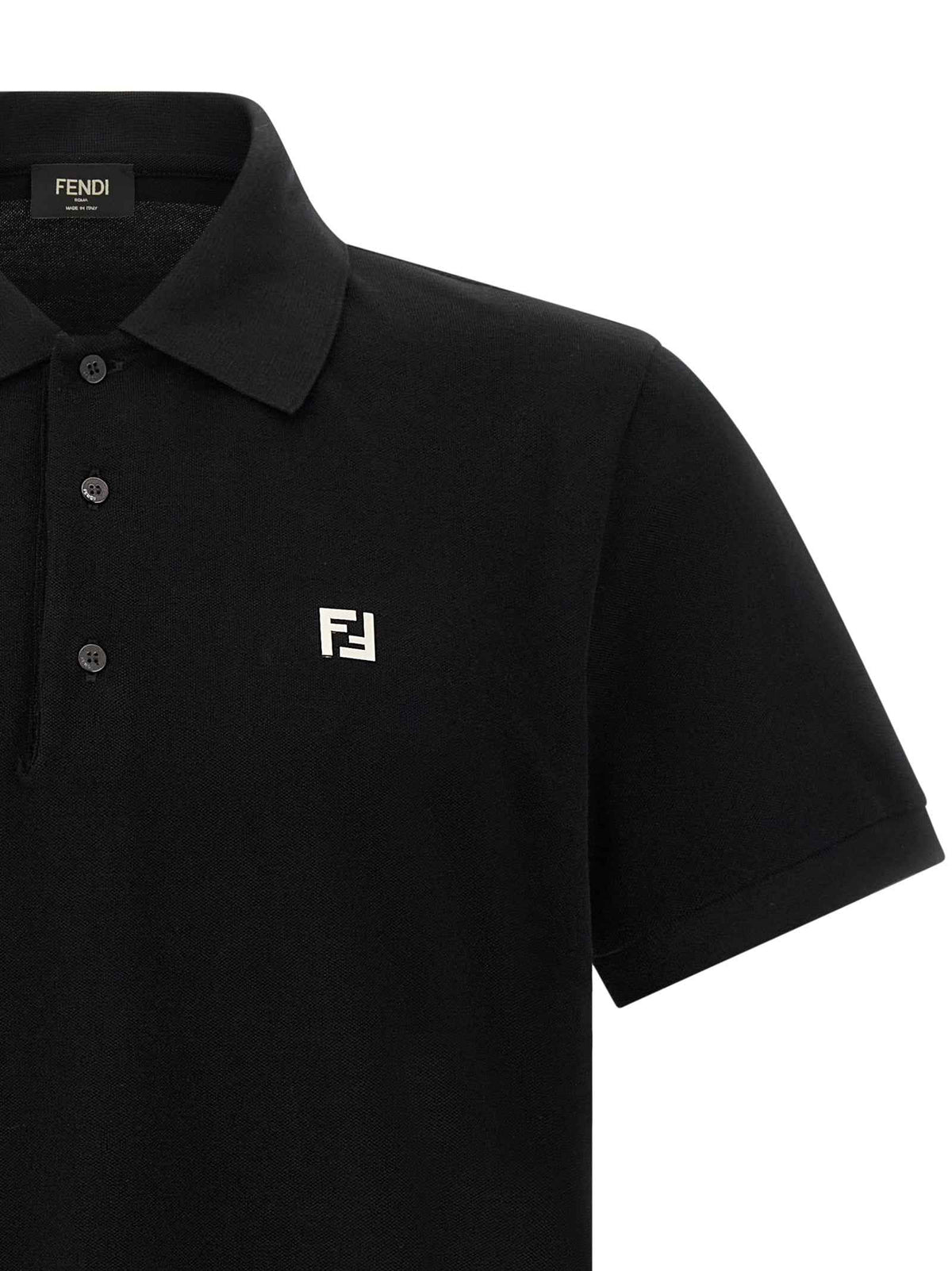Fendi Black Cotton Polo Shirt