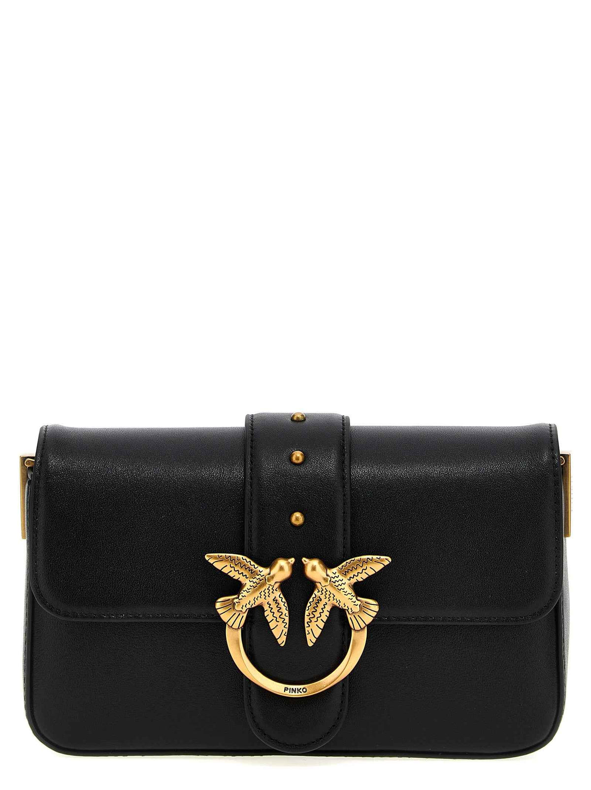 PINKO Black Calfskin Shoulder Bag