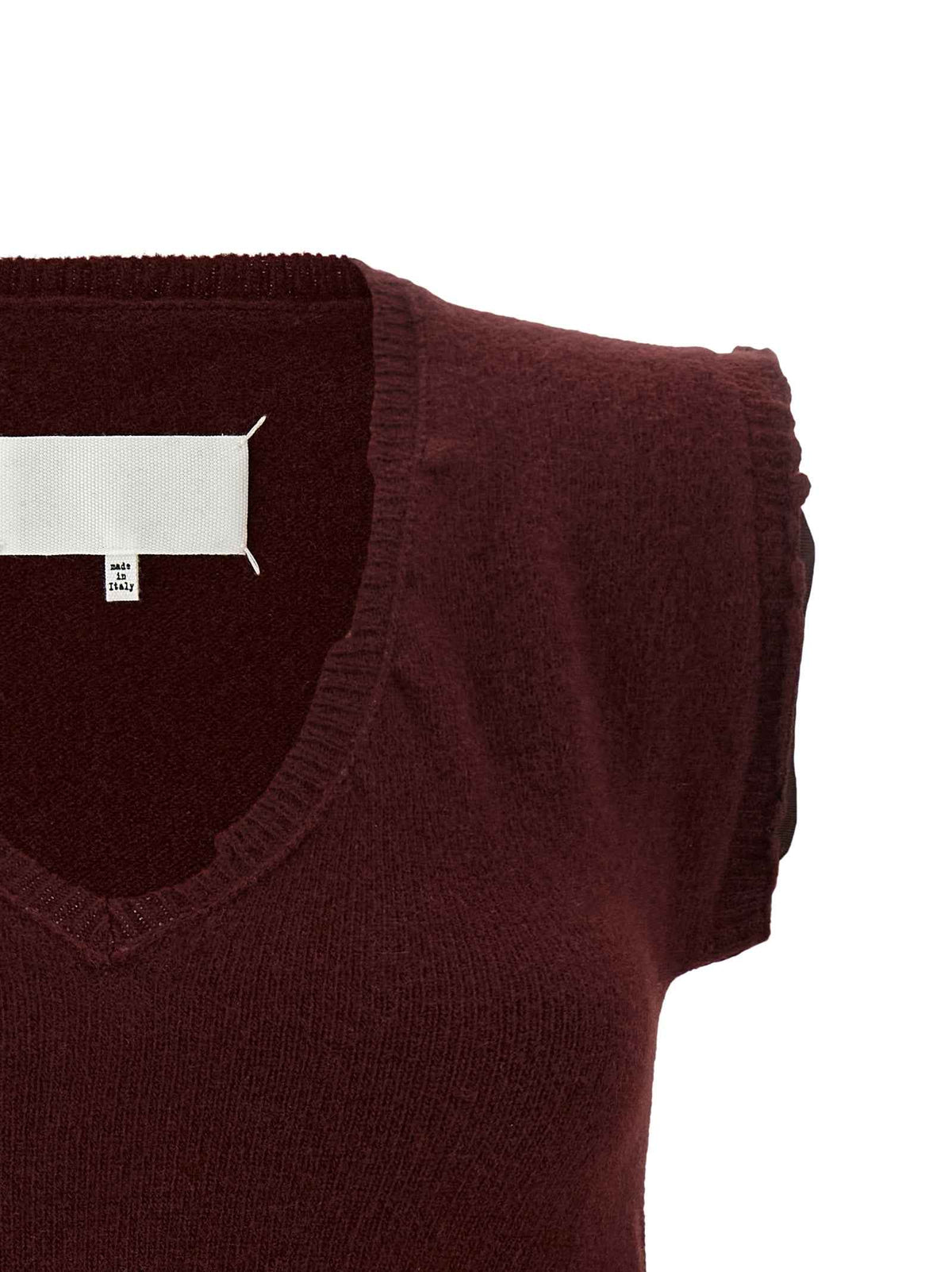 Maison Margiela Bordeaux Virgin Wool Sleeveless Jacket