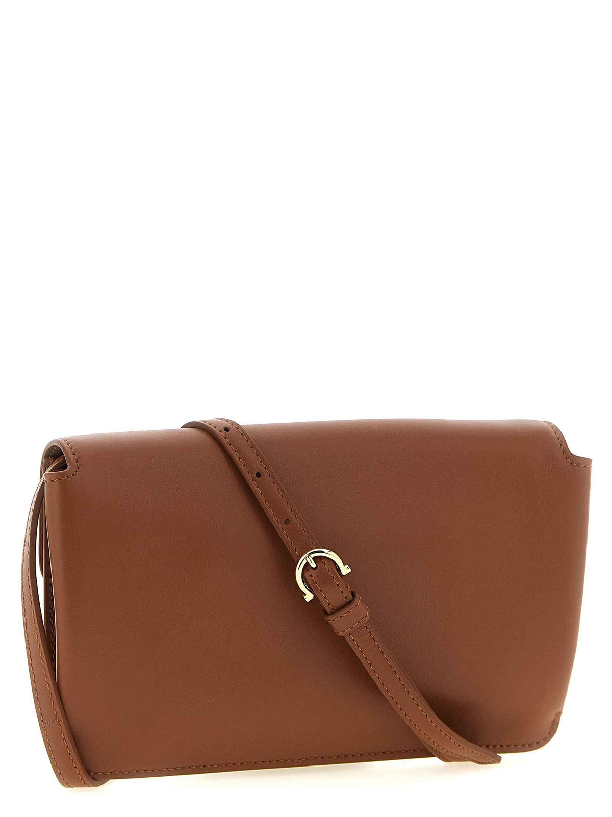 Ferragamo Brown Calfskin Clutch Bag