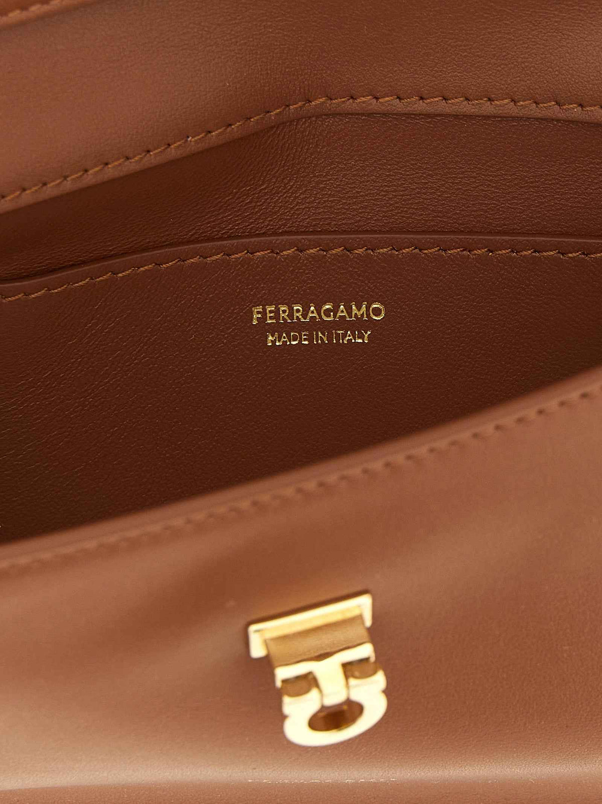 Ferragamo Brown Calfskin Clutch Bag