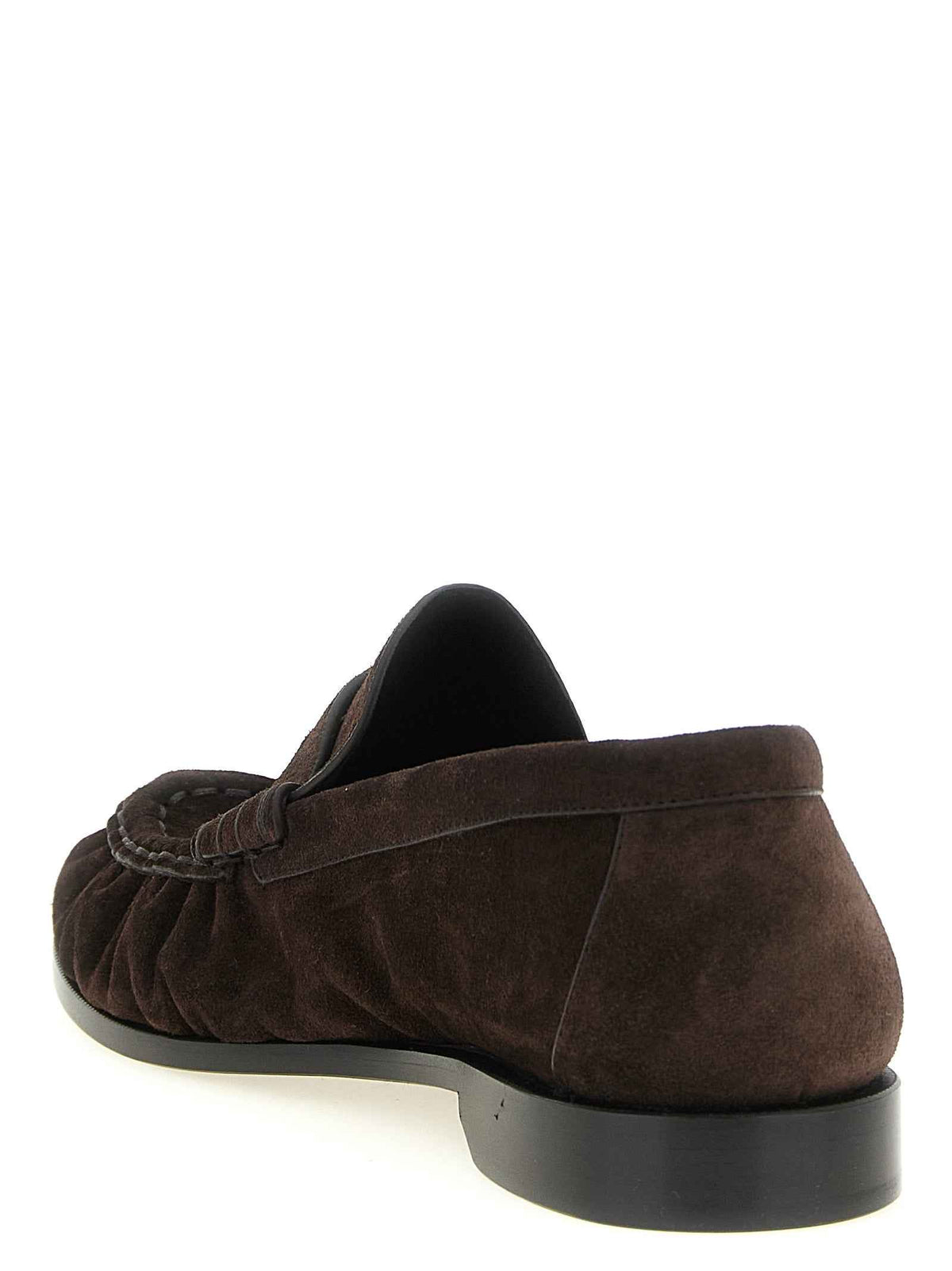 Saint Laurent Brown Calfskin Slip-On Loafers