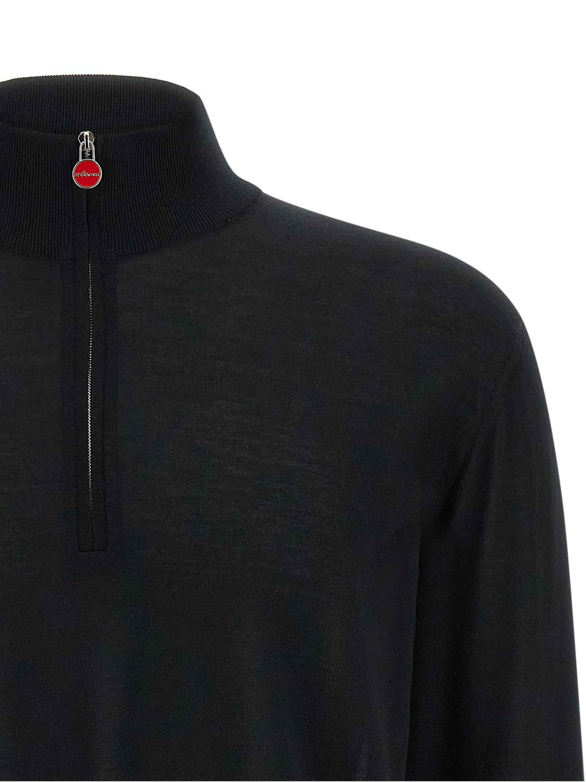 Kiton Black Wool Cardigan