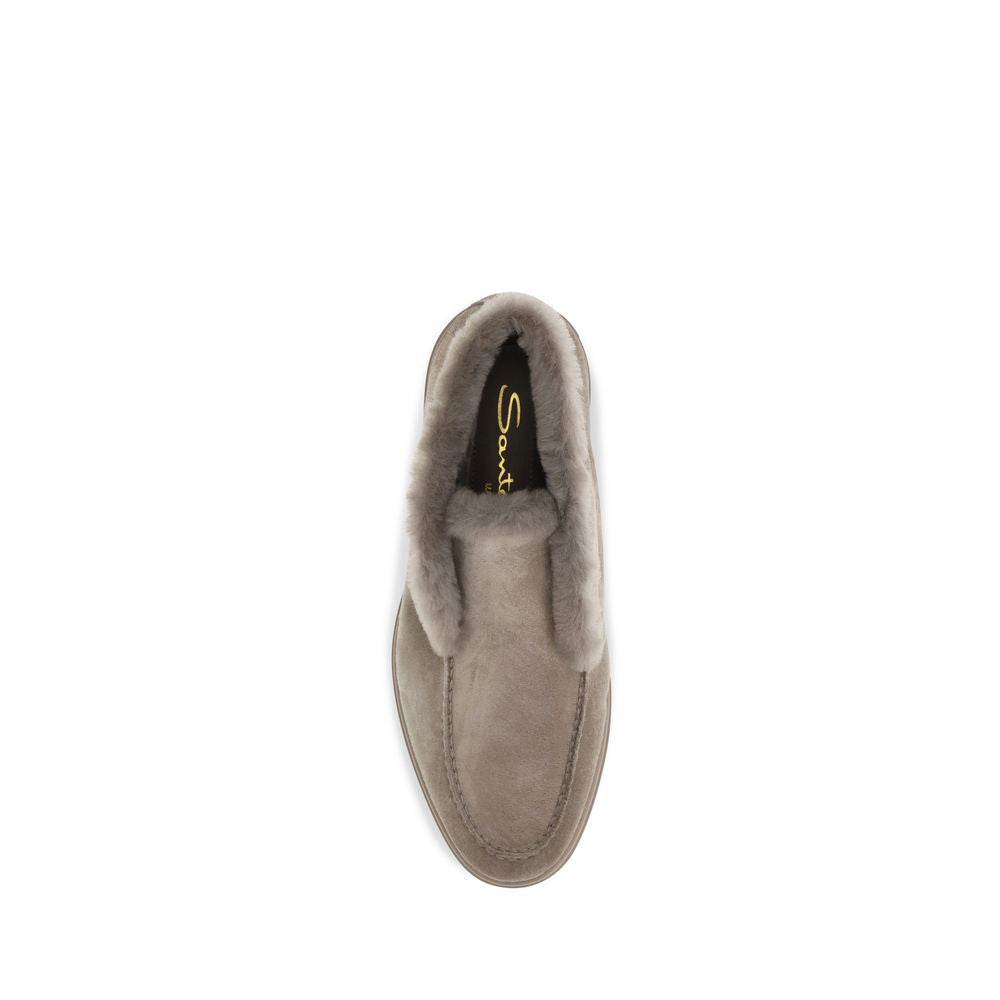 Santoni Beige Faux Fur Ankle Boots