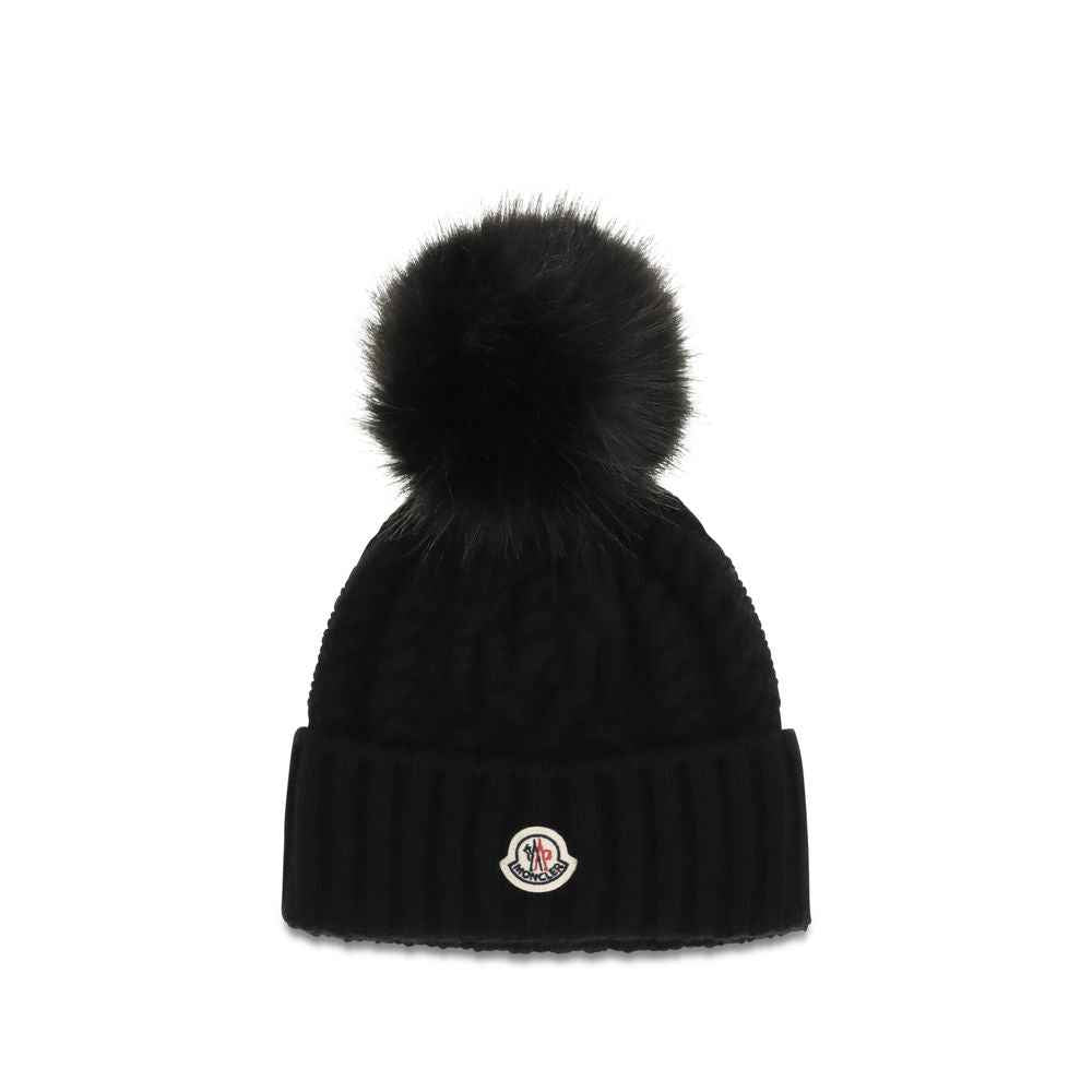 Moncler Black Wool Oves Aries Beanie
