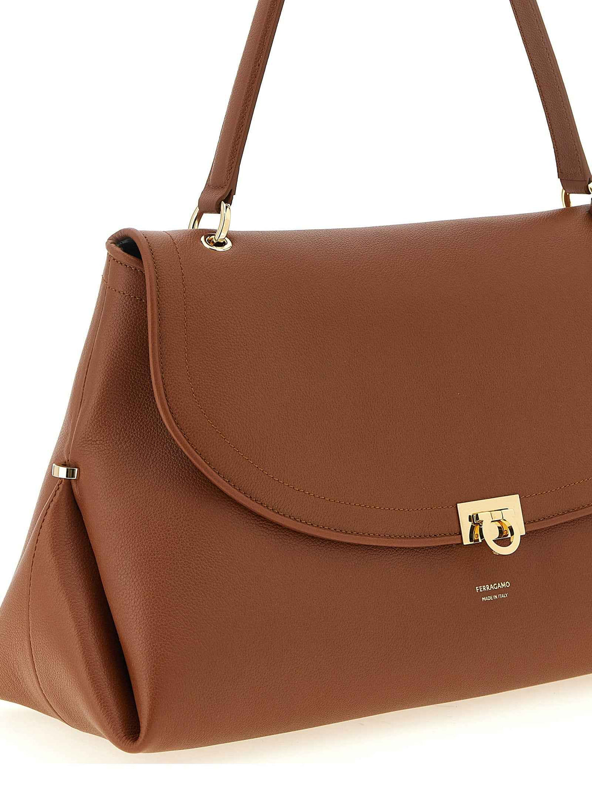 Ferragamo Brown Calfskin Shoulder Bag