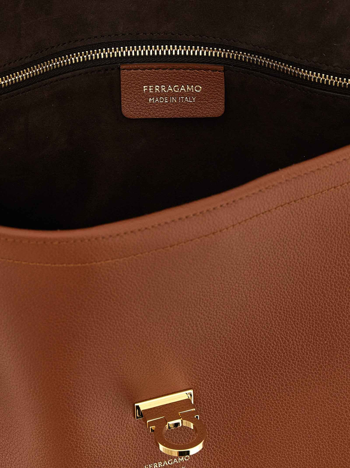 Ferragamo Brown Calfskin Shoulder Bag
