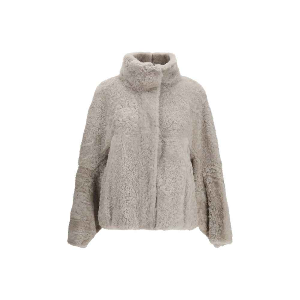 Brunello Cucinelli Gray Faux Fur Full-Length Jacket