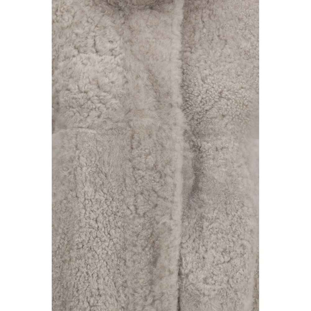 Brunello Cucinelli Gray Faux Fur Full-Length Jacket