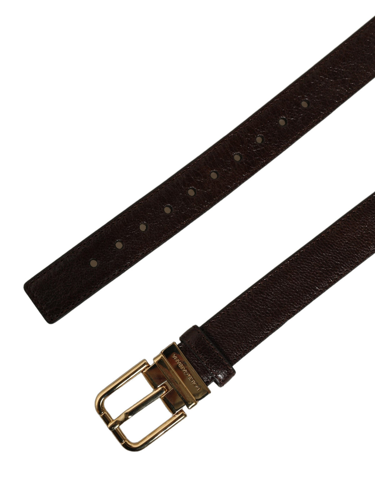 Dolce & Gabbana Men Brown Leather Gold Tone Metal Buckle Belt